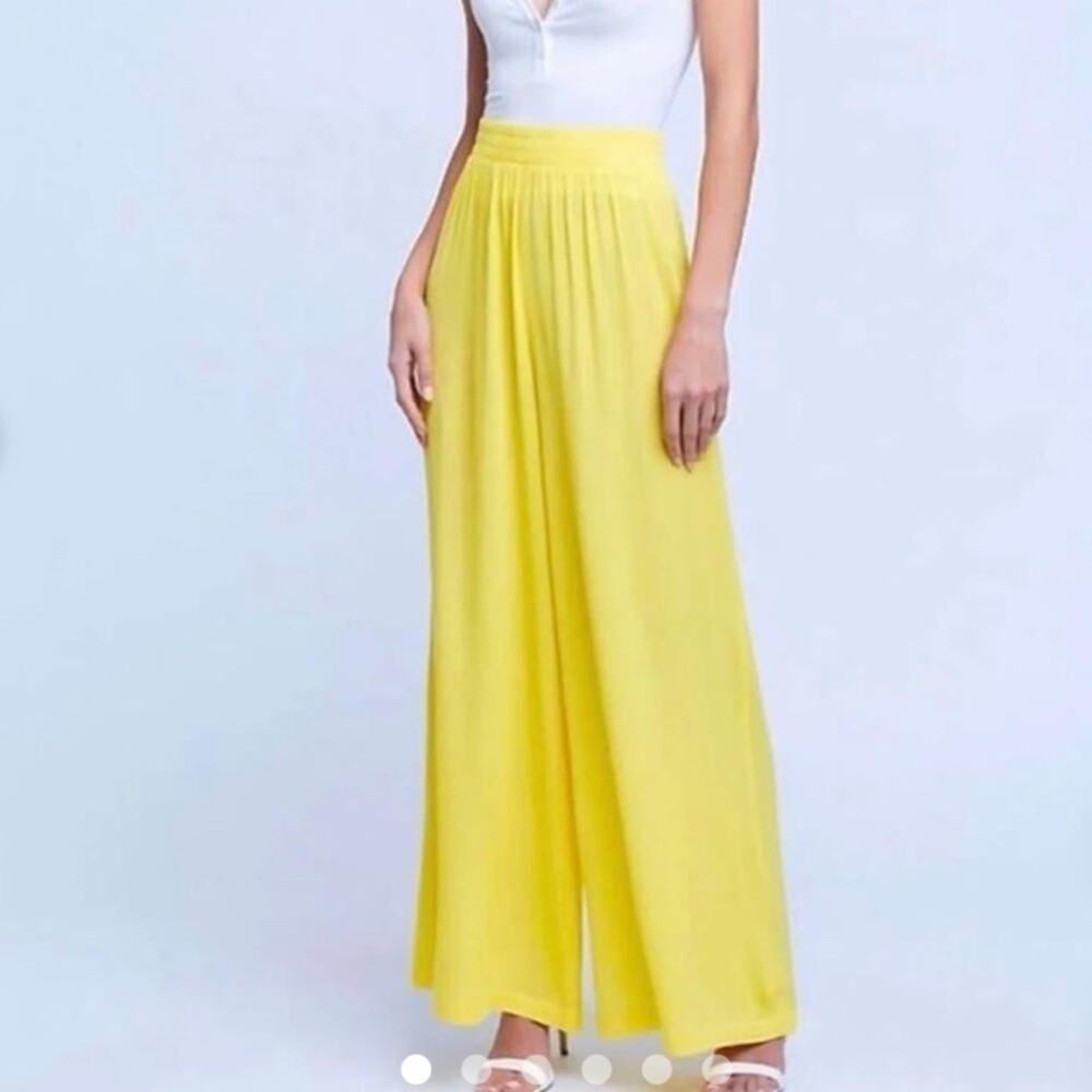 L'agence Women's Yellow Nikita Wide Leg Pants Flowy Lightweight